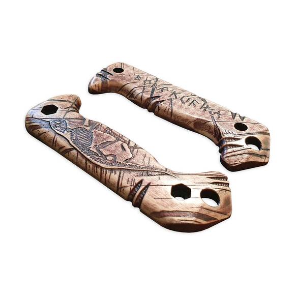 Ka-Bar Becker Long maple handle scales - Bobr Kurwa V2 Light Cherry / hand-painted
