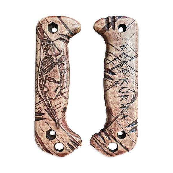 Ka-Bar Becker Long maple handle scales - Bobr Kurwa V2 Light Cherry / hand-painted