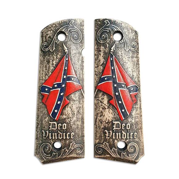 1911 full-size maple grips - Deo Vindice / hand-painted