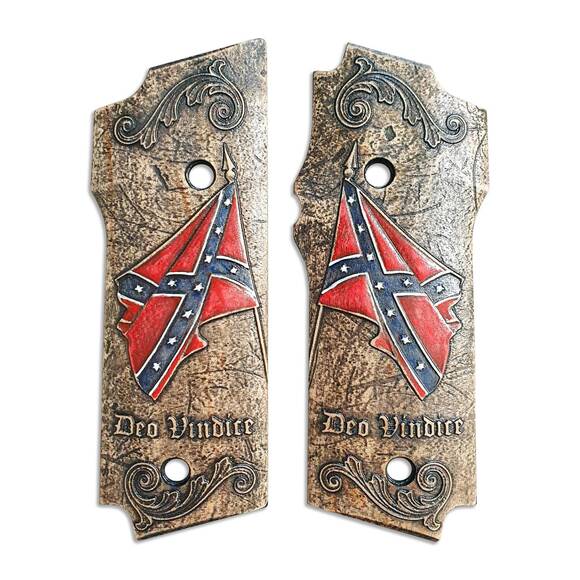 Smith And Wesson 645 maple grips - Deo Vindice / hand-painted