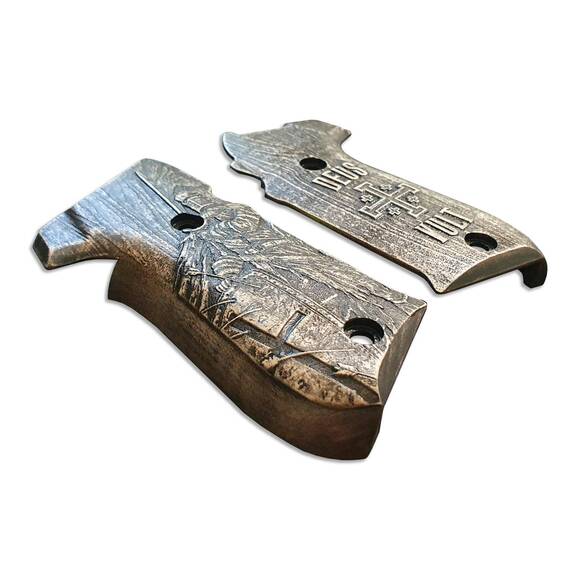 Sig Sauer P220 DA/SA Maple Grips - Deus Vult / Hand-painted