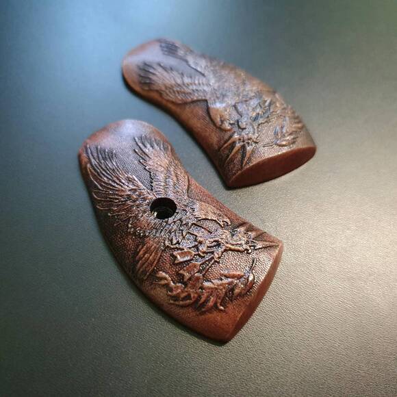 Iver Johnson American Buldog Maple Grips - Eagle Arrows Dark Cherry / Hand-painted