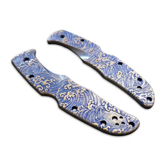 Spyderco Endura 4/Matriarch 2 maple handle scales - Japan Wave / hand-painted