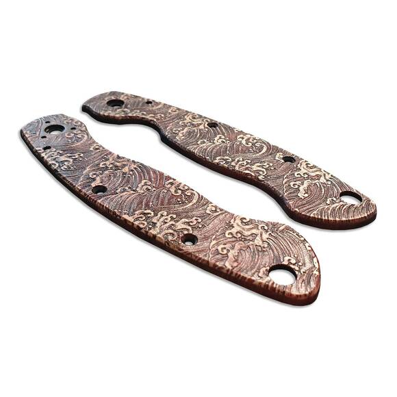 Spyderco Military maple handle scales - Japan Wave Baroque / hand-painted