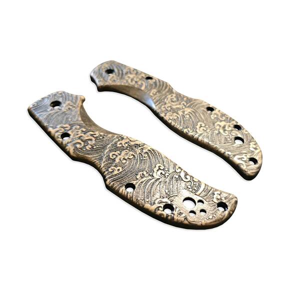Spyderco Stretch 2 maple handle scales - Japan Wave Classic / hand-painted