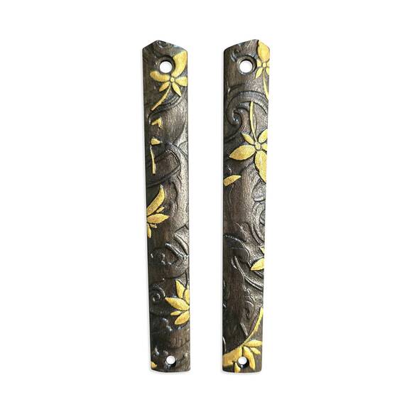 CRKT CEO Flipper maple handle scales - Japanese Maple Black Gold / hand-painted