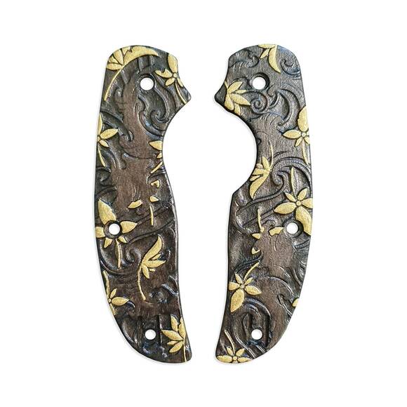 Spyderco Sage 1 maple handle scales - Japanese Maple Black Gold / hand-painted