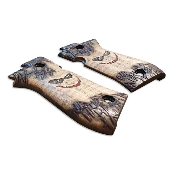 Beretta 84 Maple Grips - Joker Ha-Ha-Ha Purple / Hand-painted