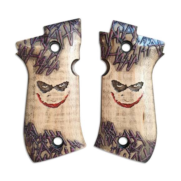 Beretta 84 maple grips - Joker Ha-Ha-Ha Purple / hand-painted