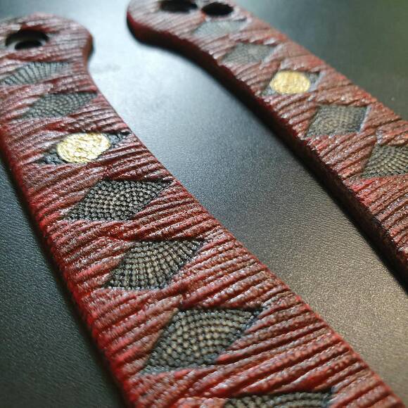 Katana Red Gold Coin - CIVIVI Elementum Button Lock Knife Scales by Svechnikov Knives