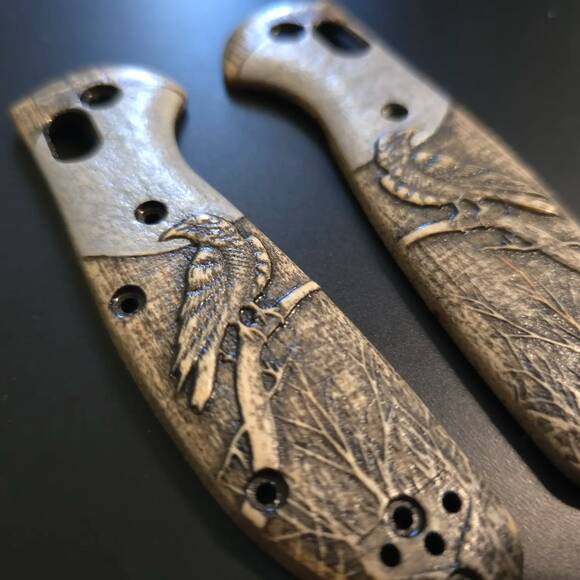 Moon Raven - Benchmade Mini Griptilian 555, 556 Knife Scales by Svechnikov Knives
