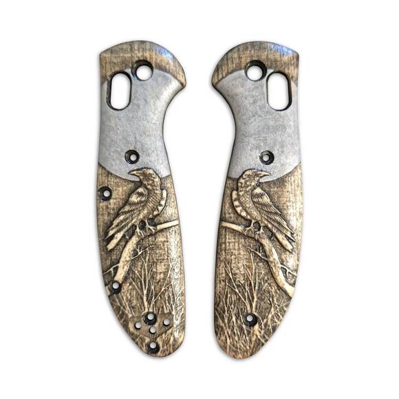 Moon Raven - Benchmade Mini Griptilian 555, 556 Knife Scales by Svechnikov Knives