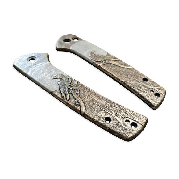 CIVIVI Conspirator maple handle scales - Moon Raven / hand-painted
