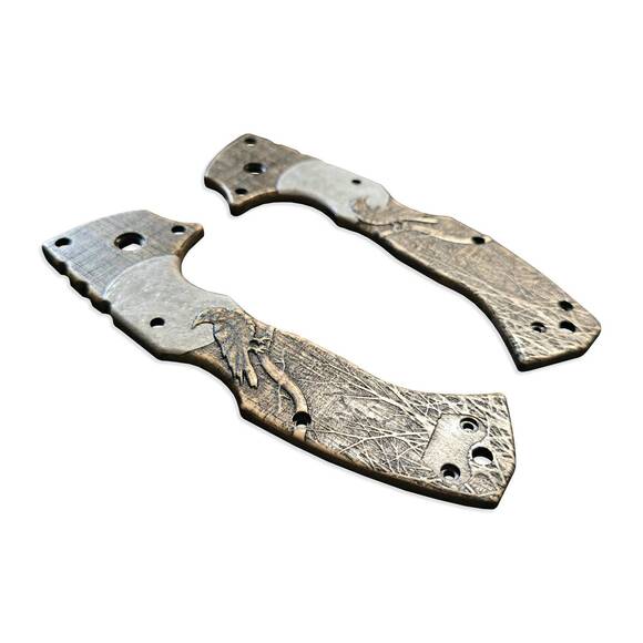 Cold Steel 4-Max Scout maple handle scales - Moon Raven / hand-painted