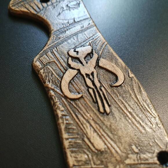 Kershaw Emerson CQC 6K/7K maple handle scales - Mythosaur Skull / hand-painted