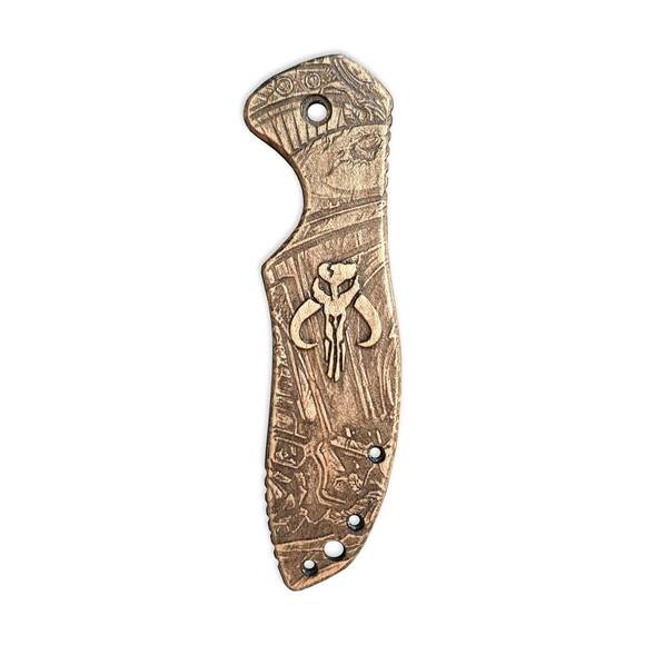 Kershaw Emerson CQC 6K/7K maple handle scales - Mythosaur Skull / hand-painted