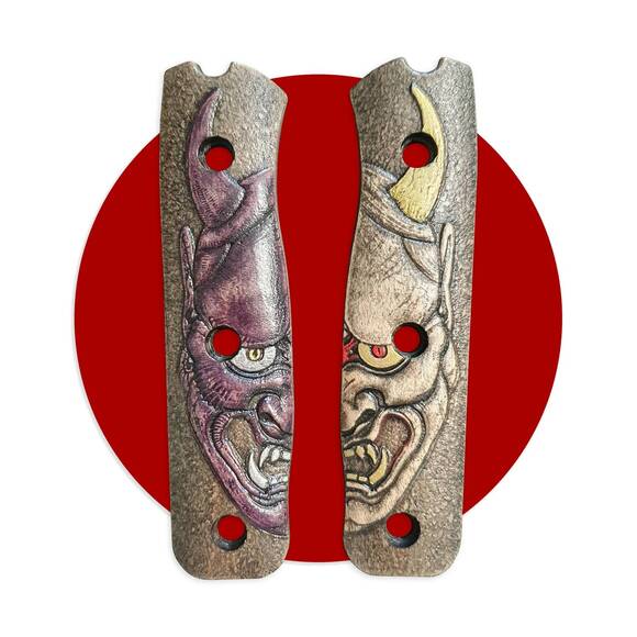 Fällkniven F1X maple handle scales - Oni Demon W by Umeda Karin