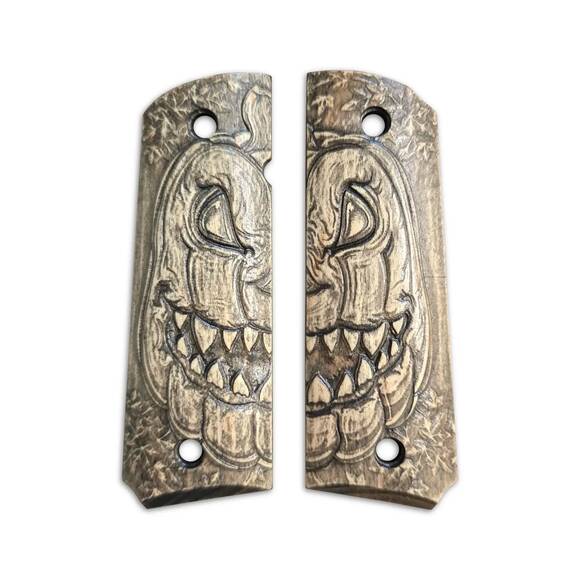1911 full-size maple grips - Pumpkin / hand-painted