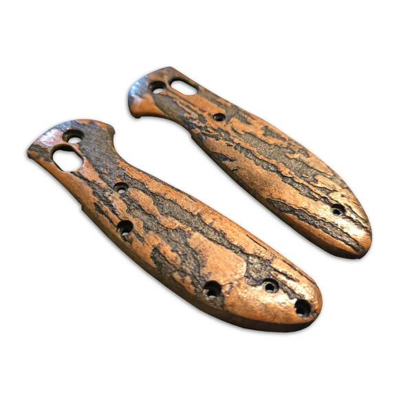 Benchmade Mini Griptilian 555 maple handle scales - Roughness Bronze Clipless / hand-painted