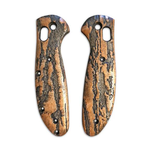 Benchmade Mini Griptilian 555 maple handle scales - Roughness Bronze Clipless / hand-painted