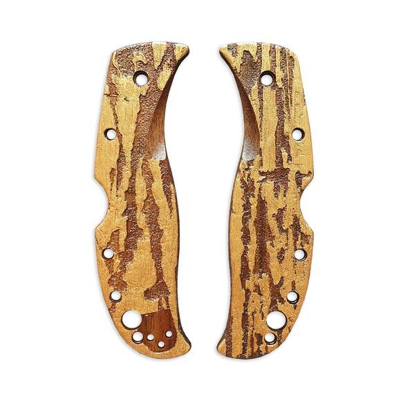 Roughness Bronze Walnut - Spyderco RockJumper, LeafJumper Knife Scales by Svechnikov Knives