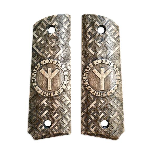 Rune Algiz Yr - 1911 Full Size Government Grips