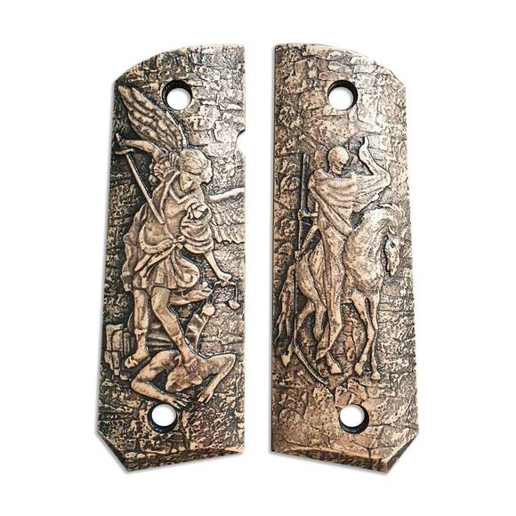 1911 full-size Bobtail maple grips - St Archangel Michael / hand-painted