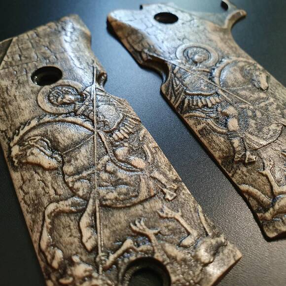 Beretta 92X Performance Maple Grips - St George / Hand-painted