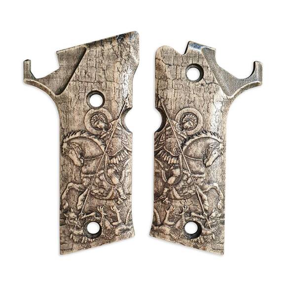Beretta 92X Performance maple grips - St George / hand-painted