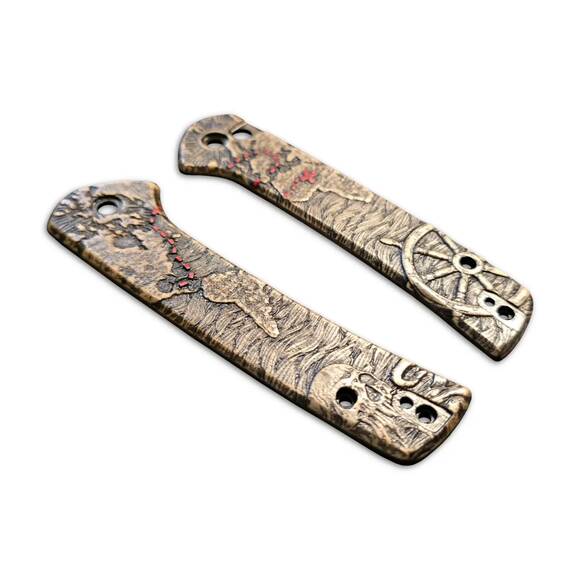 CIVIVI Conspirator maple handle scales - Treasure Map / hand-painted