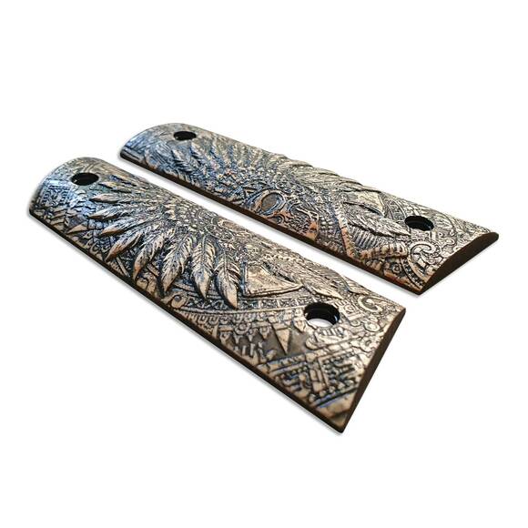 1911 Full-Size Magwell Maple Grips - War Chief / Hand-painted