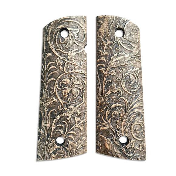 1911 full-size Magwell maple grips - Wild Thickets / hand-painted