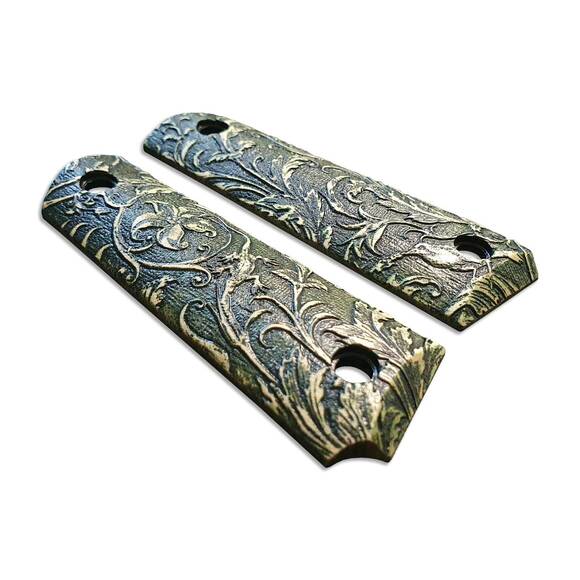 Browning 1911 22 / 380 Maple Grips - Wild Thickets Green / Hand-painted