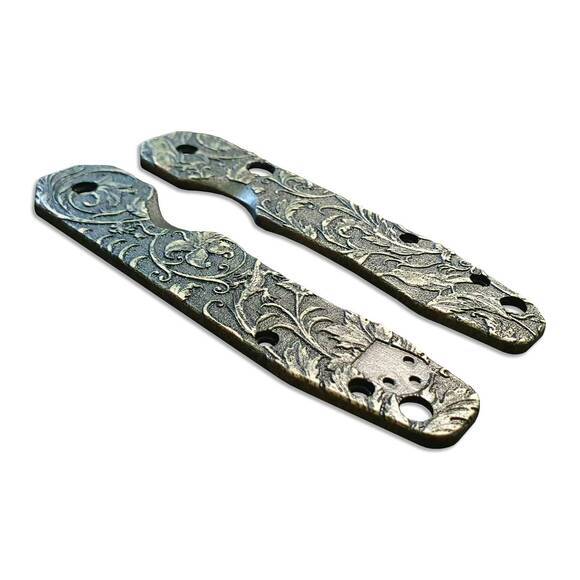 Spyderco Smock maple handle scales - Wild Thickets Green / hand-painted