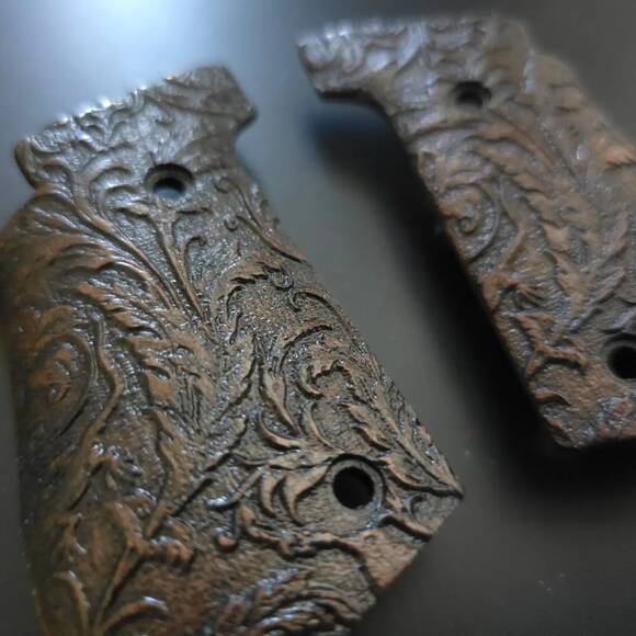 Walther PDP Steel Frame Compact Walnut Grips - Wild Thickets Dark / Hand-painted