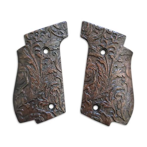 Walther PDP steel frame compact walnut grips - Wild Thickets Dark / hand-painted