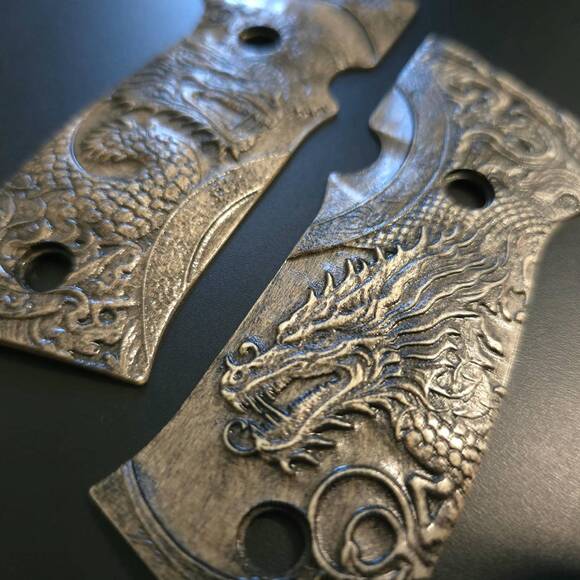 Sig Sauer P320 AXG Maple Grips - Yin Yang Dragon / Hand-painted