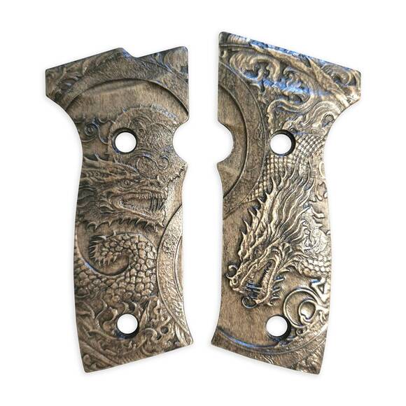 Sig Sauer P320 AXG maple grips - Yin Yang Dragon / hand-painted