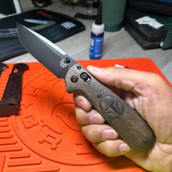 Mandalorian Helmet (3169) - Benchmade Redoubt 430 Knife Scales by Svechnikov Knives