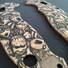 Spyderco Manix 2 maple handle scales - Scared Faces / hand-painted