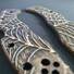 Spyderco Delica 4, Lil' Matriarch maple handle scales - Spider Web / hand-painted