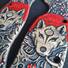 Spyderco Tenacious maple handle scales - Japanese Wolf And Sakura / hand-painted