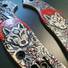 Spyderco Sage 5 maple handle scales - Japanese Wolf And Sakura / hand-painted